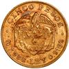 Image 2 : COLOMBIA, Bogotá, gold 5 pesos, 1923, mintmark B over retrograde B, ex-JEAS.