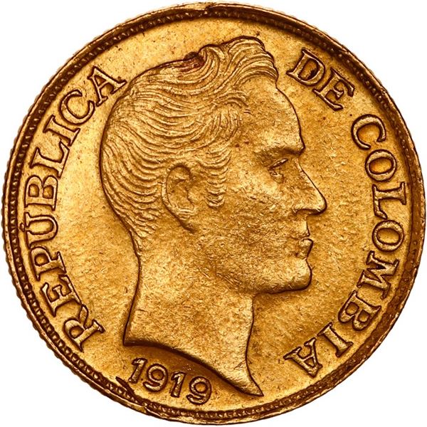 COLOMBIA, Medellín, gold 2½ pesos, 1919, mintmark A, ex-JEAS.