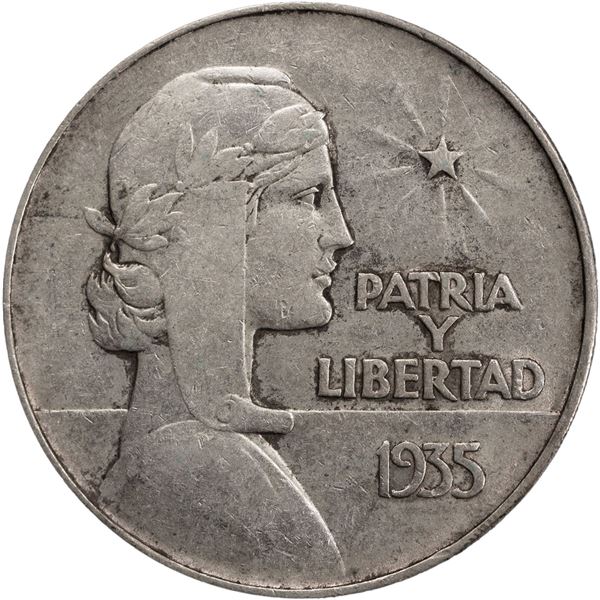 CUBA, struck at the Philadelphia mint, 1 peso ("ABC" peso), 1935, PCGS XF45.