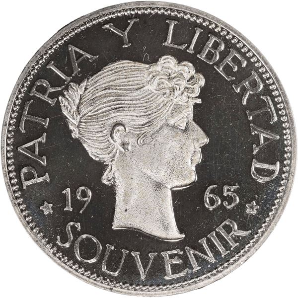 CUBA, proof "souvenir" peso (Bay of Pigs exile issue), 1965, plain edge, PCGS PR68 Cameo, "top pop."