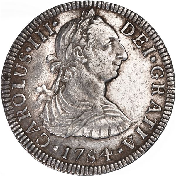 MEXICO, Mexico City, bust 2 reales, Charles III, 1784 FF.
