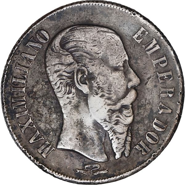 MEXICO, San Luis Potosí, 1 peso, Maximilian, 1866, with Chinese chopmark on reverse.