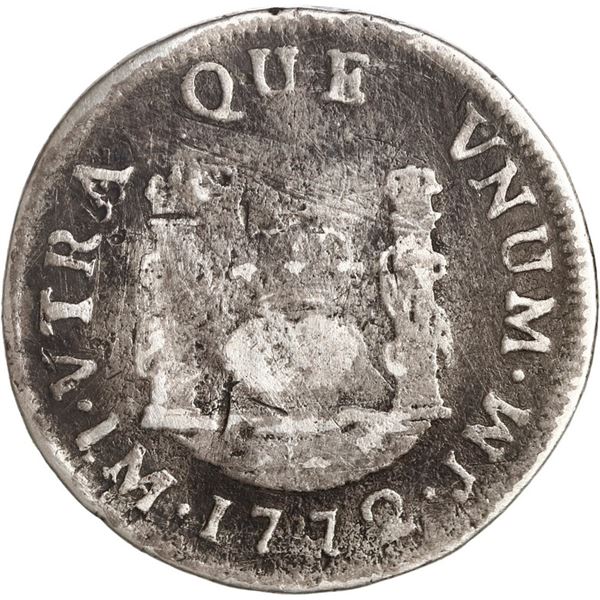PERU, Lima, pillar 1 real, Charles III, 1772 JM, very rare, ex-O'Brien.
