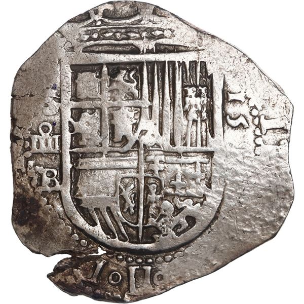 SPAIN, Seville, cob 4 reales, Philip II, assayer B below mintmark S and denomination oIIII to left, 