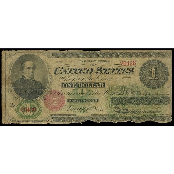 UNITED STATES, $1 Legal Tender note, series of 1862, serial 20436, Chittenden-Spinner.