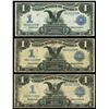 Image 1 : UNITED STATES, lot of three "black eagle" $1 Silver Certificates, series of 1899.