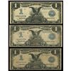 Image 1 : UNITED STATES, lot of three "black eagle" $1 Silver Certificates, series of 1899, Speelman-White.