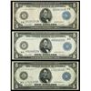 Image 1 : UNITED STATES, lot of three $5 Federal Reserve Notes, series of 1914.