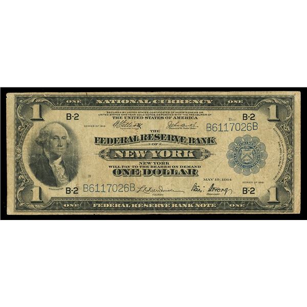UNITED STATES, Federal Reserve Bank of New York, $1 Federal Reserve Bank Note, series of 1918, seria