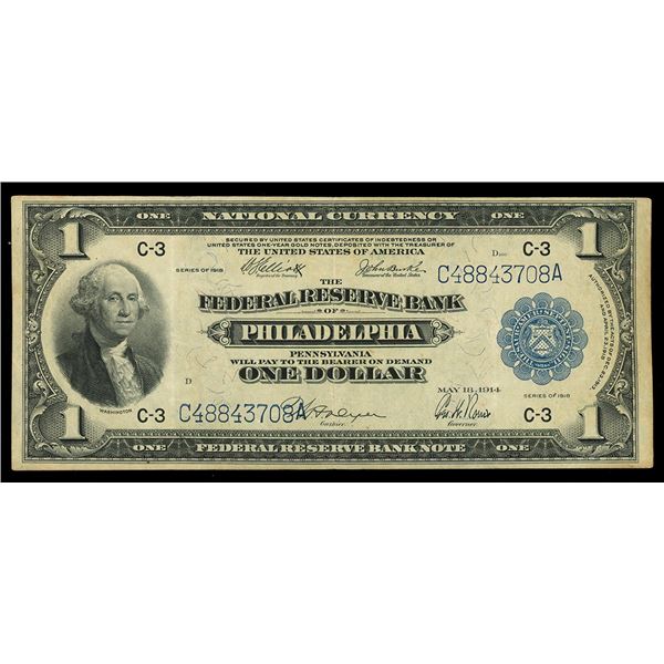 UNITED STATES, Federal Reserve Bank of Philadelphia, $1 Federal Reserve Bank Note, series of 1918, s