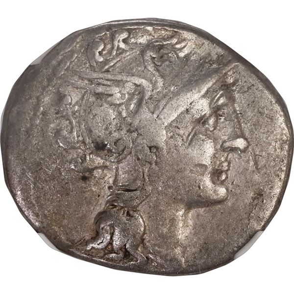 ANCIENT ROMAN, Roman Republic, AR denarius, C. Claudius Pulcher, 110-109 BC, NGC Fine (strike 5/5, s