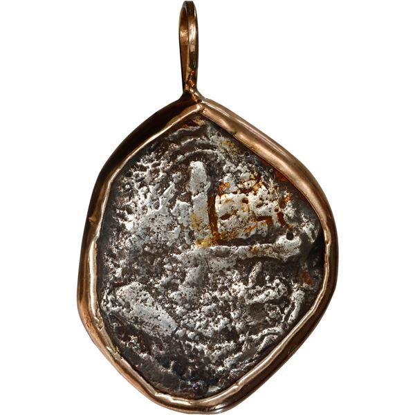 MEXICO, Mexico City, cob 4 reales, Philip V, assayer not visible, ex-1715 Fleet, mounted cross-side