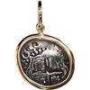 Image 1 : BOLIVIA, Potosí, cob 1 real, 1650 (Spanish 5) O, mounted cross-side out in 14K gold pendant with sha