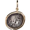 Image 2 : BOLIVIA, Potosí, cob 1 real, 1650 (Spanish 5) O, mounted cross-side out in 14K gold pendant with sha