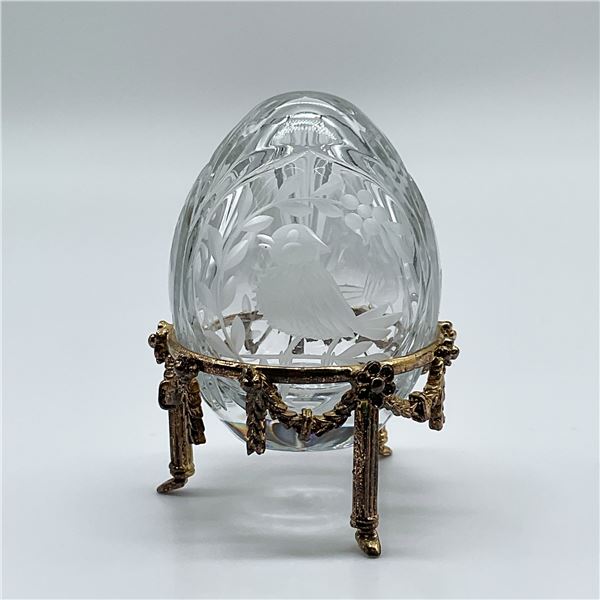 FabergÃ© Crystal Egg with Gilded Base, Signed FabergÃ© 0329