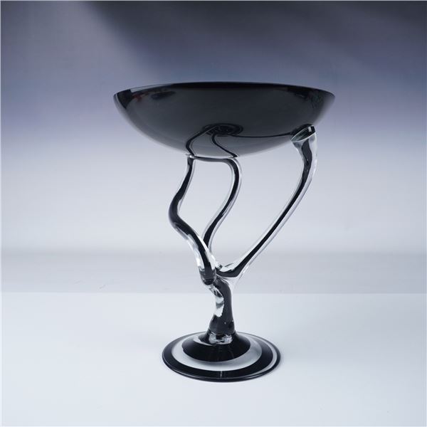 Art Deco Glass Compote Bowl Attributed to Jozefina Krosno