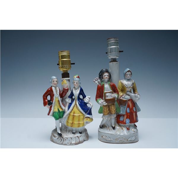 2pc Occupied Japan Porcelain Figural Table Lamps