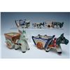 Image 2 : 5pc Porcelain Donkey Cart Planters, Made in Occupied Japan