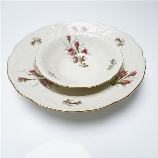 2pc Rosenthal Moss Rose Rim Soup and Cereal Bowls