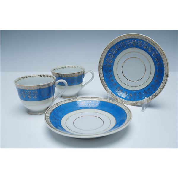 Pair of Occupied Japan Porcelain Cup and Saucer Sets