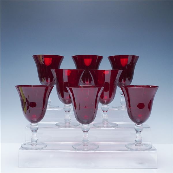 8pc Set of Ruby Red Crystal Water Goblets