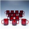 Image 1 : 12pc French Ruby Red Glass Mug Set