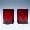 Image 2 : 12pc French Ruby Red Glass Mug Set