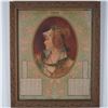 Image 1 : 1900 French Art Nouveau Calendar Lithograph, Framed