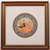 Image 1 : Persian Miniature Style Painted Plate on Paper, Equestrian Hunting, Signed