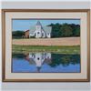 Image 1 : KM Beek Framed Pastel Landscape, Church Reflection