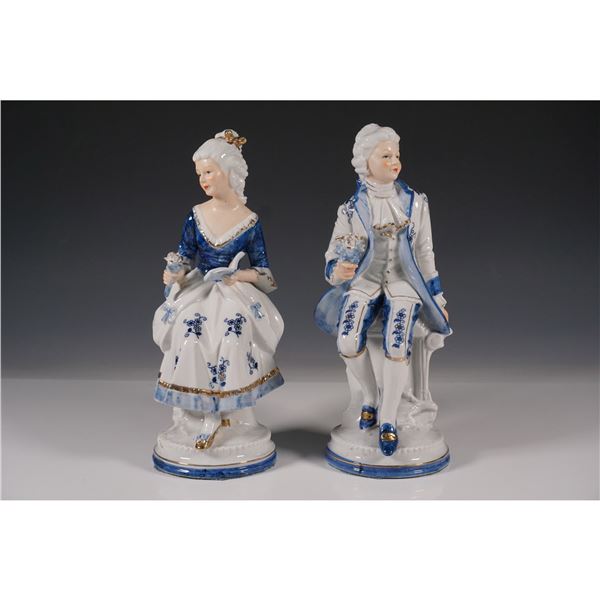 Set of 2 Ardco Blue and White Porcelain Figurines
