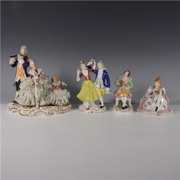 4pc Japanes and German Porcelain Lace Figurines