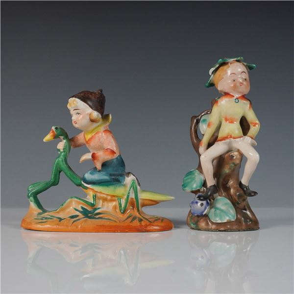 2pc Occupied Japan Hand Painted Porcelain Figurines