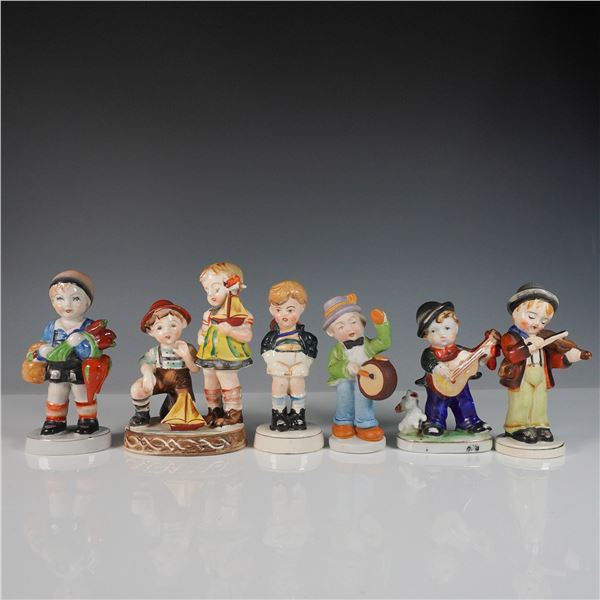 6pc Vintage Occupied Japan Porcelain Figurines, Children and Musicians