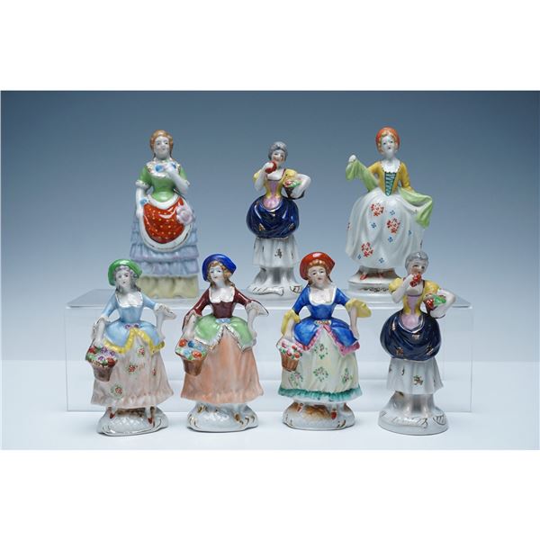 7pc Occupied Japan Porcelain Lady Figurines Collection