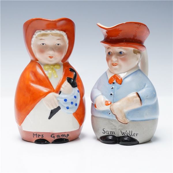 2pc Vintage German Toby Jugs, Mrs. Gamp & Sam Weller