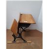 Image 1 : * Vintage Wooden & Cast Iron School Desk - 28" x 21" x 29" - CANNOT SHIP