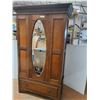 Image 1 : * Antique Mirrored Door Wardrobe w/Drawer - 76" x 19" x 45" - CANNOT SHIP