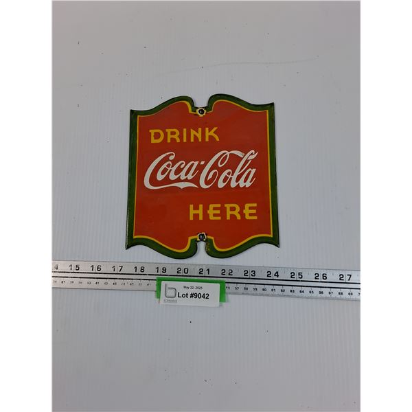 Coca Cola Enamel Metal Sign - 7" x 8"