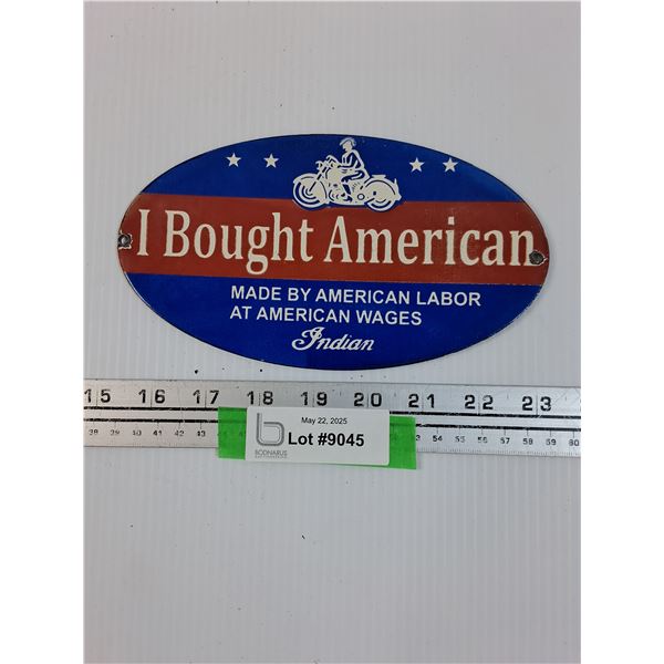 Indian Motorcycle Enamel Metal Sign - 8" x 4.5"