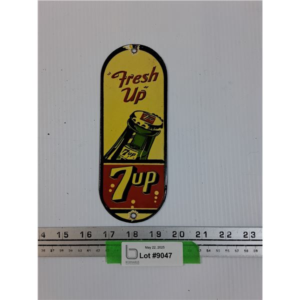 7-Up Enamel Metal Sign - 3" x 8"