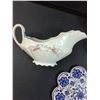 Image 4 : Ceramic Trivet, Porcelain Gravy Boat, (4) White Floral Coffee Mugs