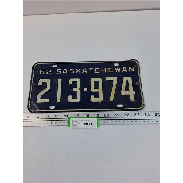 Saskatchewan License Plate 1962