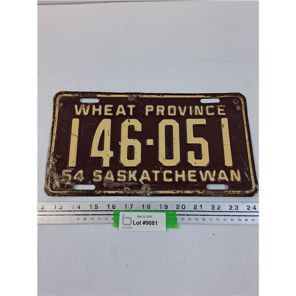 Saskatchewan License Plate 1954