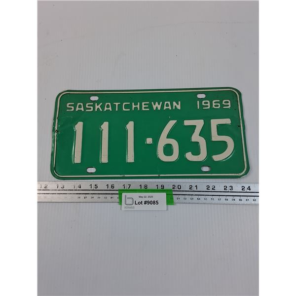 Saskatchewan License Plate 1969