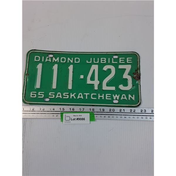 Saskatchewan License Plate 1965
