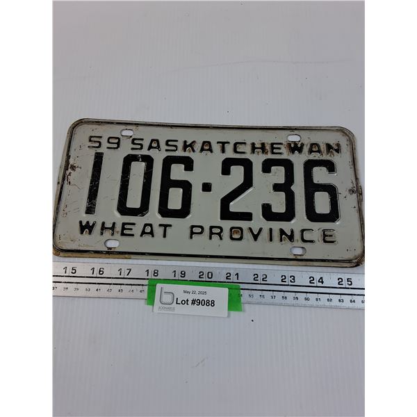 Saskatchewan License Plate 1959