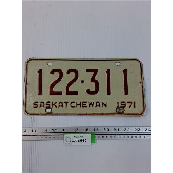 Saskatchewan License Plate 1971