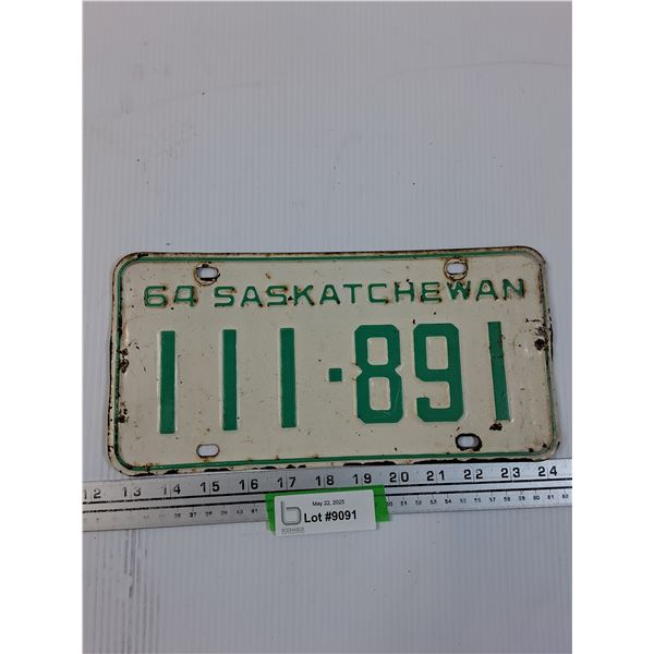 Saskatchewan License Plate 1964