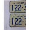Image 2 : (2) Saskatchewan License Plate 1972